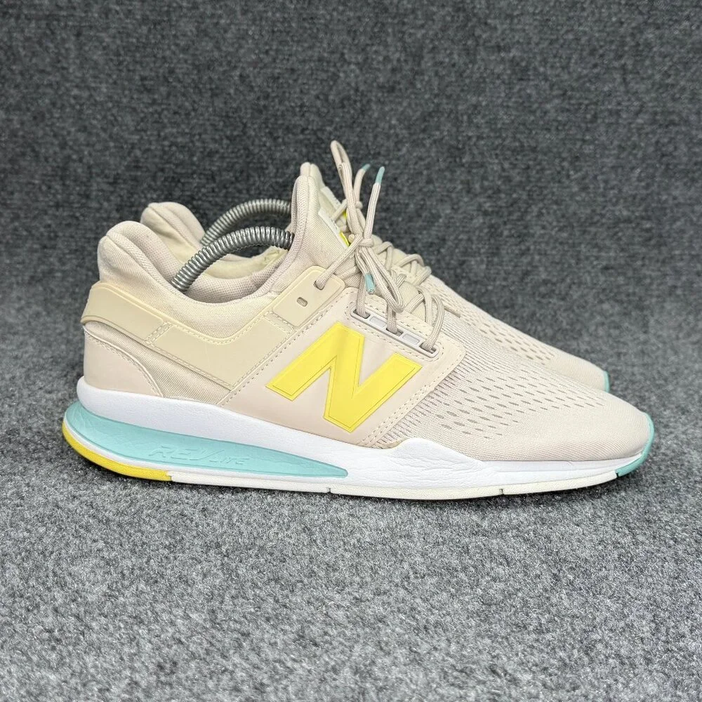 New Balance 247 v2 Running Shoes Women's Size 10 Tan Yellow Blue Athletic Retro - Picture 1 of 14